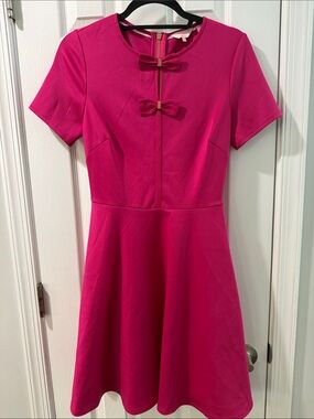 Ted Baker Fuchsia Bow Fit and Flare skater dress Size 1 (US 2/4)